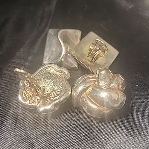 SOLD P53.VINTAGE 925 Sterling Silver Clip On Estate Earrings Taxco Stamped 38.7g